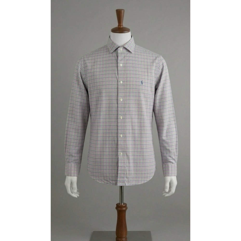 Polo Ralph Lauren Dress Shirt Men's 16.5 42 Pink Green Plaid Button Down Work